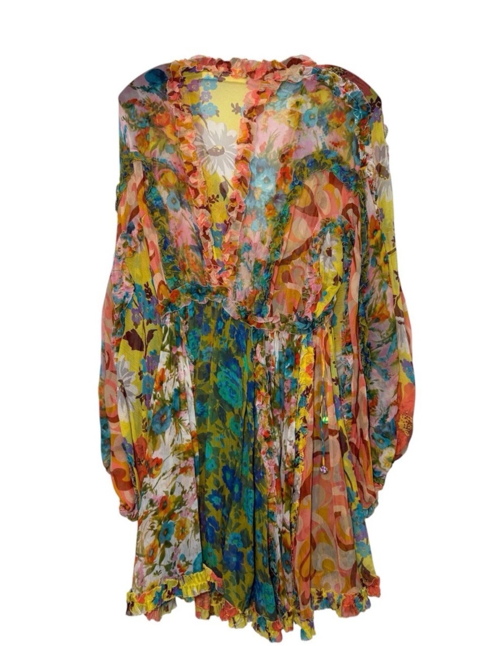 Zimmermann Floral Chiffon Mini Dress Long  Sleeve Size 6 US - Picture 2 of 3